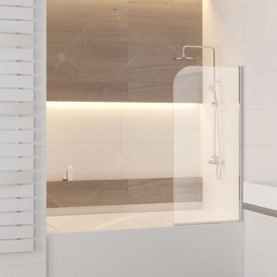 Шторка на ванну RGW Screens SC-09, 600 × 1500 мм, с прозрачным стеклом, профиль — хром купить в интернет-магазине Азбука Сантехники