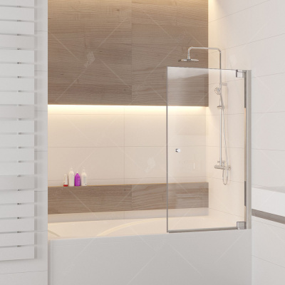 Шторка на ванну RGW Screens SC-102, 650 × 1500 мм, с прозрачным стеклом, профиль — хром купить в интернет-магазине Азбука Сантехники