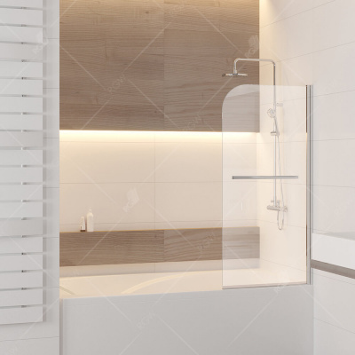 Шторка на ванну RGW Screens SC-15, 800 × 1400 мм, с прозрачным стеклом, профиль — хром купить в интернет-магазине Азбука Сантехники