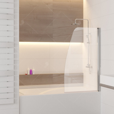 Шторка на ванну RGW Screens SC-36, 800 × 1500 мм, с прозрачным стеклом, профиль — хром купить в интернет-магазине Азбука Сантехники