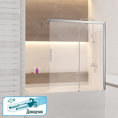 Шторка на ванну RGW Screens SC-43, 1200 × 1600 мм, с прозрачным стеклом, профиль — хром купить в интернет-магазине Азбука Сантехники