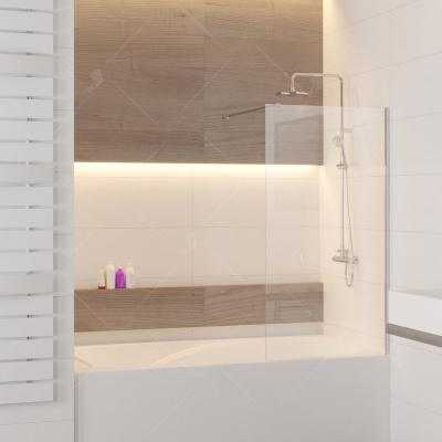 Шторка на ванну RGW Screens SC-51, 800 × 1500 мм, с прозрачным стеклом, профиль — хром купить в интернет-магазине Азбука Сантехники