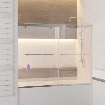 Шторка на ванну RGW Screens SC-66, 1500 × 1500 мм, с прозрачным стеклом, профиль — хром купить в интернет-магазине Азбука Сантехники