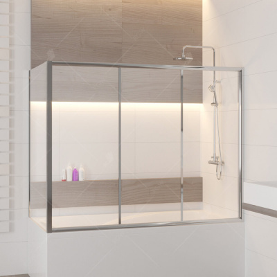 Шторка на ванну RGW Screens SC-81, (1500 × 700) × 1500 мм, с прозрачным стеклом, профиль — хром купить в интернет-магазине Азбука Сантехники