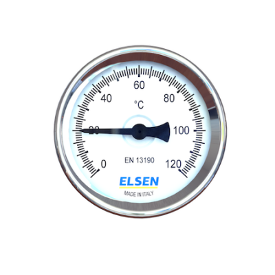 Термометр биметаллический ELSEN, Ø 63, накладной, от 0 до + 120 °C купить в интернет-магазине Азбука Сантехники