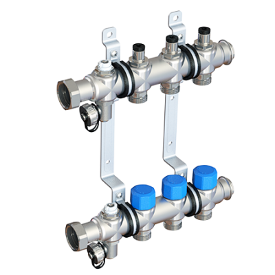 Коллекторная группа ELSEN 1", 6 контуров 3/4", с вентилями, нержавеющая сталь купить в интернет-магазине Азбука Сантехники