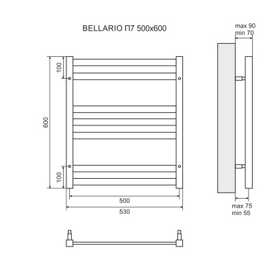 Полотенцесушитель электрический Lemark Bellario LM68607E П7 500 × 600, левый/правый купить в интернет-магазине Азбука Сантехники