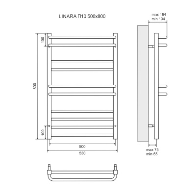 Полотенцесушитель электрический Lemark Linara LM04810E П10 500 × 800, левый/правый купить в интернет-магазине Азбука Сантехники