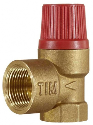 Клапан мембранный предохранительный TIM 1/2" ш, 6 бар, красный купить в интернет-магазине Азбука Сантехники