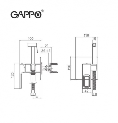 Гигиенический душ Gappo G7218 встраиваемый, хром купить в интернет-магазине Азбука Сантехники