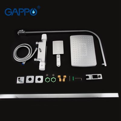 Душевая система Gappo G2407-50 с термостатом, белый/хром, излив поворотный, (ручная лейка, верхний душ) купить в интернет-магазине Азбука Сантехники