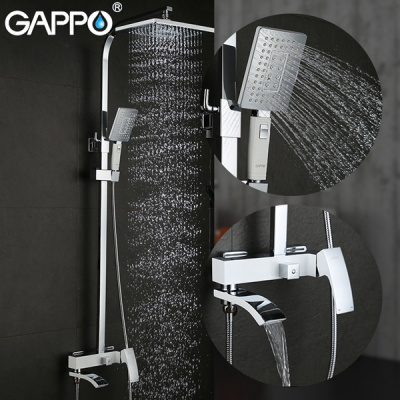 Душевая система Gappo G2407-8, белый/хром, излив поворотный, (ручная лейка, верхний душ) купить в интернет-магазине Азбука Сантехники