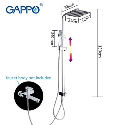 Душевая система Gappo G2408, хром (ручная лейка, верхний душ) купить в интернет-магазине Азбука Сантехники