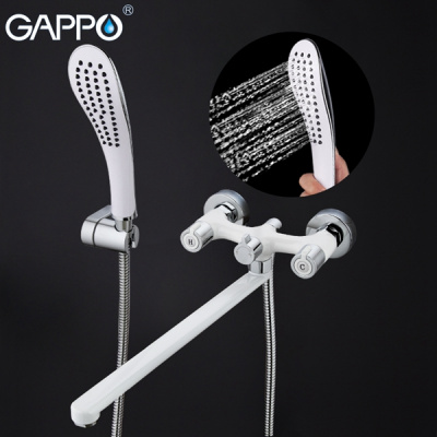 Смеситель для ванны с душем Gappo G2249, белый/хром купить в интернет-магазине Азбука Сантехники