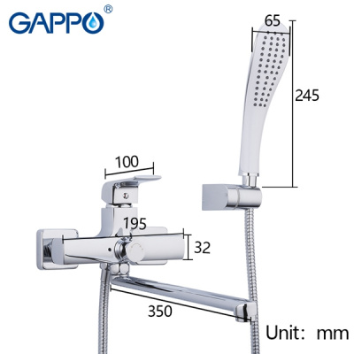 Смеситель для ванны с душем Gappo G2250-8, хром купить в интернет-магазине Азбука Сантехники