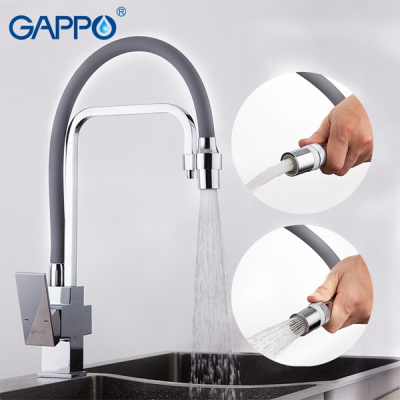 Смеситель для кухни Gappo G4398-4 с подключением фильтра для питьевой воды, серый/хром купить в интернет-магазине Азбука Сантехники