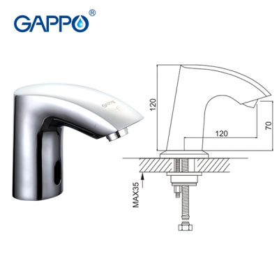 Смеситель для раковины Gappo G518 сенсорный, хром купить в интернет-магазине Азбука Сантехники