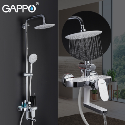 Душевая система Gappo G2419-8, белый/хром, излив поворотный, (ручная лейка, верхний душ) купить в интернет-магазине Азбука Сантехники