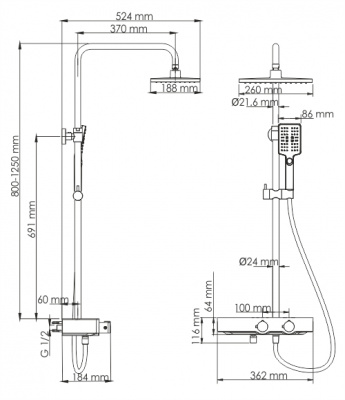 Душевой комплект с термостатическим смесителем WasserKRAFT A11401 Thermo купить в интернет-магазине Азбука Сантехники