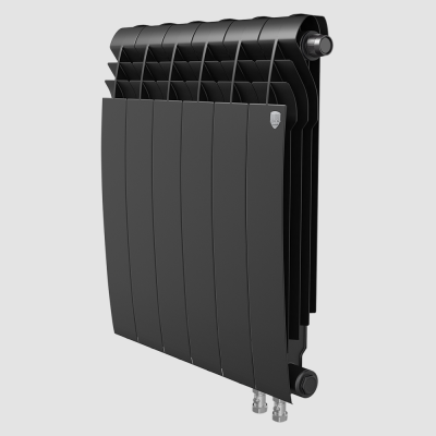 Радиатор биметаллический RoyalThermo Biliner 500 VD с нижним подключением, Noir Sable черный графитовый, 4 секции купить в интернет-магазине Азбука Сантехники