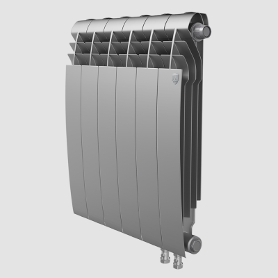 Радиатор биметаллический RoyalThermo Biliner 500 VD с нижним подключением, Silver Satin серебристый, 4 секции купить в интернет-магазине Азбука Сантехники