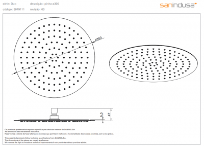 Верхний душ Sanindusa Duo 300 мм (5979111) купить в интернет-магазине Азбука Сантехники