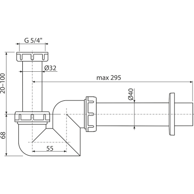 Сифон для умывальника и биде AlcaPlast A45F-DN40, Ø 40 мм, пластик купить в интернет-магазине Азбука Сантехники