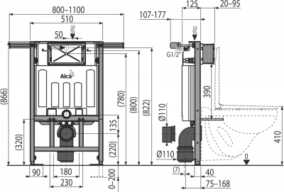 Скрытая система инсталляции AlcaPlast AM102/850 Jadroмodul для сухой установки купить в интернет-магазине Азбука Сантехники