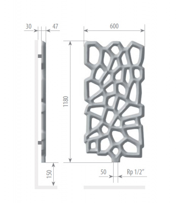 Дизайн-радиатор Varmann Diagram 1180x600 серый RAL 7040 купить в интернет-магазине Азбука Сантехники