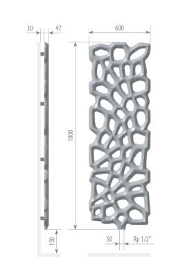 Дизайн-радиатор Varmann Diagram 1800x600 бежевый RAL 1014 купить в интернет-магазине Азбука Сантехники