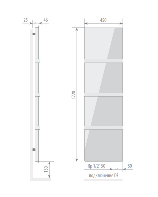 Дизайн-радиатор Varmann Solido Glass 1220x450 DR панель из закаленного стекла с нанесением рисунка, с нижним правым подключением купить в интернет-магазине Азбука Сантехники