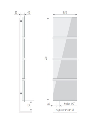 Дизайн-радиатор Varmann Solido Glass 1520x550 DL с нижним левым подключением, с нанесением рисунка Две сестры (Вильям Бугро) купить в интернет-магазине Азбука Сантехники