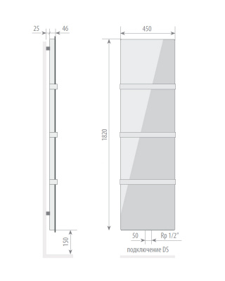 Дизайн-радиатор Varmann Solido Glass 1820x450 DS панель из закаленного стекла с нанесением рисунка, с нижним подключением по центру купить в интернет-магазине Азбука Сантехники