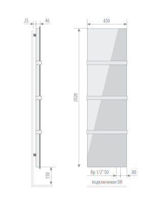 Дизайн-радиатор Varmann Solido Glass 2020x450 DR панель из закаленного стекла с нанесением рисунка, с нижним правым подключением купить в интернет-магазине Азбука Сантехники