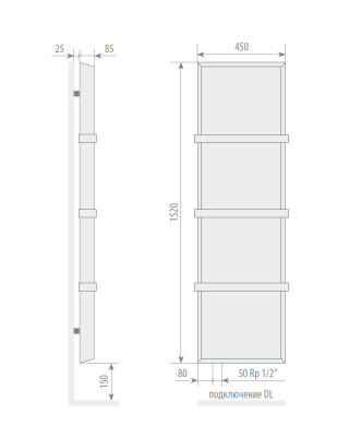 Дизайн-радиатор Varmann Solido Stone 1520x450 DL цвет 05 с нижним левым подключением купить в интернет-магазине Азбука Сантехники