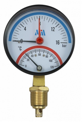 Термоманометр вертикальный Millennium Ø 80 мм, 1/2", 10 бар, 0–120 °C купить в интернет-магазине Азбука Сантехники
