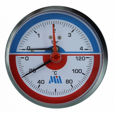 Термоманометр горизонтальный Millennium Ø 80 мм, 1/2", 10 бар, 0–120 °C купить в интернет-магазине Азбука Сантехники