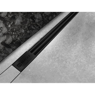 Душевой лоток Berges Super Slim 800 нержавеющая сталь, решетка матовая черная, S-сифон D50, боковой купить в интернет-магазине Азбука Сантехники