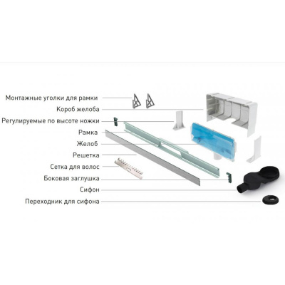 Душевой лоток Berges WALL 600 пристенный, хром глянец, S-сифон D50 H60, боковой купить в интернет-магазине Азбука Сантехники