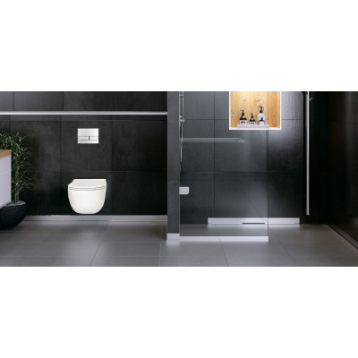 Душевой лоток Berges WALL 600 пристенный, матовый хром, S-сифон D50/105 H50, вертикальный купить в интернет-магазине Азбука Сантехники