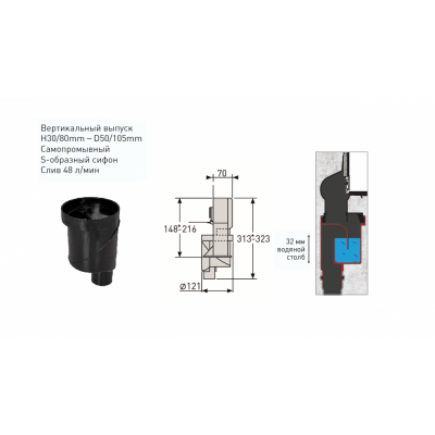 Душевой лоток Berges WALL 600 пристенный, золото глянец, S-сифон D50/105 H50, вертикальный купить в интернет-магазине Азбука Сантехники