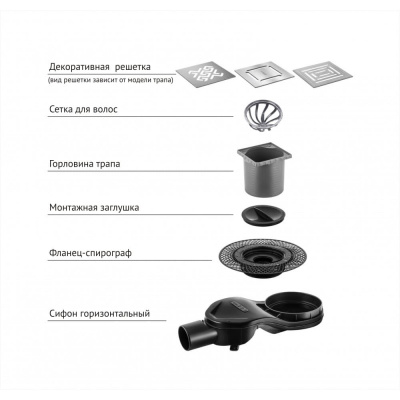 Трап Berges PLATZ Norma 150 × 150, матовый хром, S-сифон D50 H60, боковой купить в интернет-магазине Азбука Сантехники