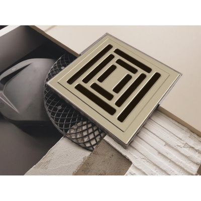 Трап Berges PLATZ Uno 100 × 100, матовый хром, S-сифон D50 H60, боковой купить в интернет-магазине Азбука Сантехники