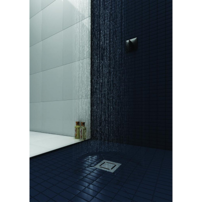 Трап Berges PLATZ Norma 150 × 150, хром глянец, S-сифон D50/105 H50, вертикальный купить в интернет-магазине Азбука Сантехники