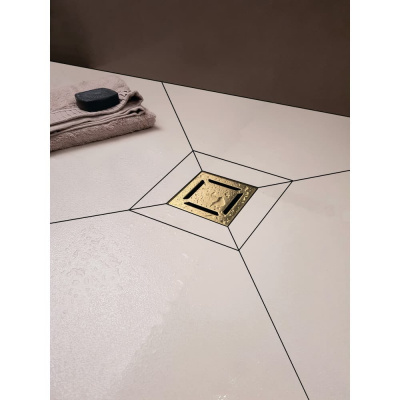Трап Berges ZENTRUM Norma 100 × 100, золото глянец, выпуск D50/75/110 H74, вертикальный купить в интернет-магазине Азбука Сантехники