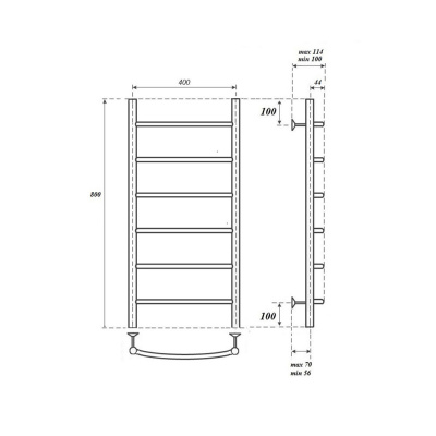Полотенцесушитель водяной Point Афина, 400 × 800 купить в интернет-магазине Азбука Сантехники