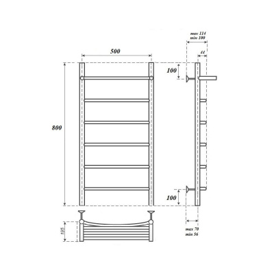 Полотенцесушитель водяной Point Афина, 500 × 800, с полкой купить в интернет-магазине Азбука Сантехники