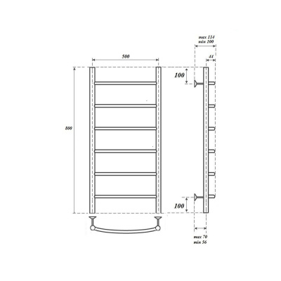 Полотенцесушитель электрический Point Афина, 500 × 800, с ТЭНом купить в интернет-магазине Азбука Сантехники