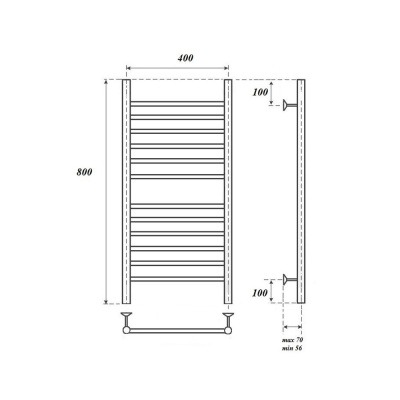 Полотенцесушитель электрический Point Аврора Премиум, 400 × 800, с ТЭНом купить в интернет-магазине Азбука Сантехники