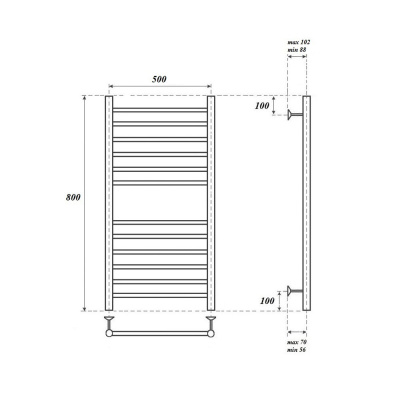 Полотенцесушитель электрический Point Аврора Премиум, 500 × 800, с ТЭНом купить в интернет-магазине Азбука Сантехники